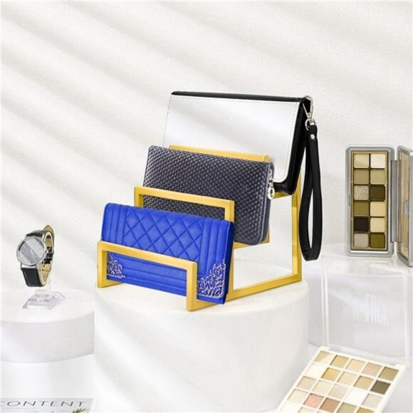 Purse Organizer Display Stand 3 Tier Metal Wallet Rack Handbag Holder Closet 2Pc - Picture 4 of 7